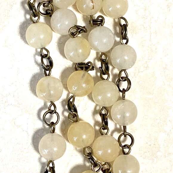 Natural Yellow Aventurine Necklace, Bronze Paw Print Heart Beat+Genuine Gemstone - Picture 8 of 14